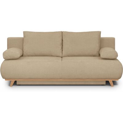 Canapé convertible 3 places avec coffre de rangement en tissu chenille moka - Laria - Publicité Canapé convertible 3 places avec coffre de rangement en tissu chenille moka - Laria - Publicité