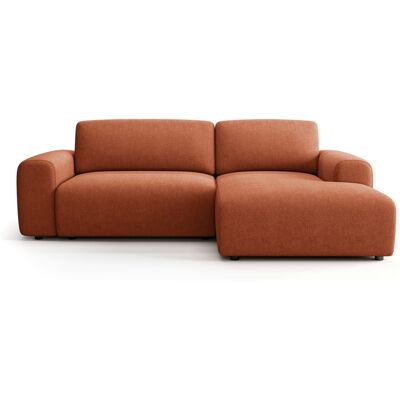 Canapé d'angle réversible convertible 5 places en tissu chenille terracotta - Luno - Publicité Canapé d'angle réversible convertible 5 places en tissu chenille terracotta - Luno - Publicité