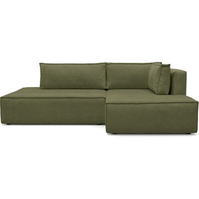 Canapé d'angle à droite convertible 3 places avec coffre en tissu chenille vert olive - Barani - Publicité Canapé d'angle à droite convertible 3 places avec coffre en tissu chenille vert olive - Barani - Publicité