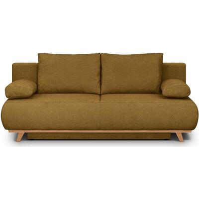 Canapé convertible 3 places avec coffre de rangement en tissu chenille bronze - Laria - Publicité Canapé convertible 3 places avec coffre de rangement en tissu chenille bronze - Laria - Publicité