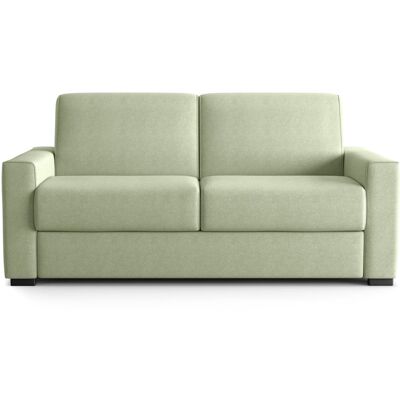 Canapé droit convertible 3 places en tissu chenille vert sauge - ouverture express - Anzio - Publicité Canapé droit convertible 3 places en tissu chenille vert sauge - ouverture express - Anzio - Publicité