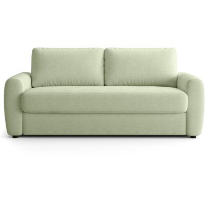 Canapé droit convertible 3 places en tissu chenille vert sauge - ouverture express - Salvia - Publicité Canapé droit convertible 3 places en tissu chenille vert sauge - ouverture express - Salvia - Publicité