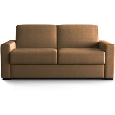 Canapé droit convertible 3 places en tissu chenille moka - ouverture express - Anzio - Publicité Canapé droit convertible 3 places en tissu chenille moka - ouverture express - Anzio - Publicité