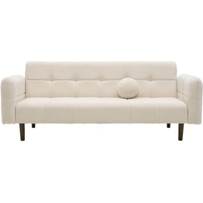 Canapé convertible 3 places en tissu chenille beige - Pavia - Publicité Canapé convertible 3 places en tissu chenille beige - Pavia - Publicité