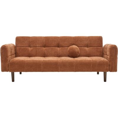 Canapé convertible 3 places en tissu chenille terracotta - Pavia - Publicité Canapé convertible 3 places en tissu chenille terracotta - Pavia - Publicité