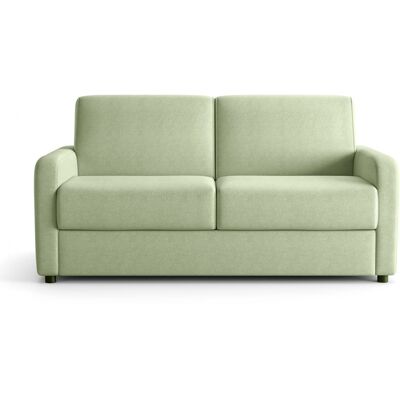 Canapé droit convertible 3 places en tissu chenille vert sauge - ouverture express - Lumio - Publicité Canapé droit convertible 3 places en tissu chenille vert sauge - ouverture express - Lumio - Publicité