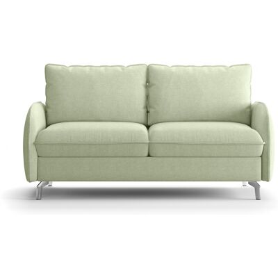 Canapé droit convertible 3 places en tissu chenille vert sauge - ouverture express - Novoli - Publicité Canapé droit convertible 3 places en tissu chenille vert sauge - ouverture express - Novoli - Publicité