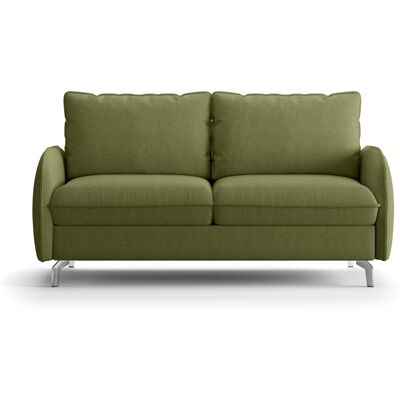 Canapé droit convertible 3 places en tissu chenille vert olive - ouverture express - Novoli - Publicité Canapé droit convertible 3 places en tissu chenille vert olive - ouverture express - Novoli - Publicité