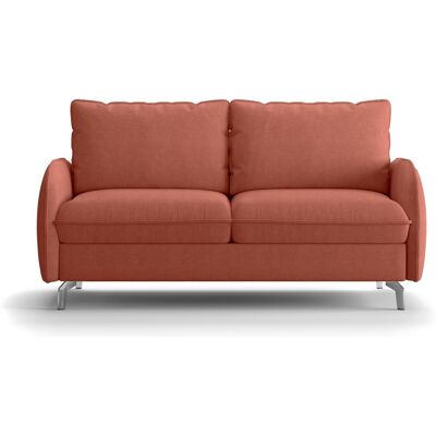 Canapé droit convertible 3 places en tissu chenille terracotta - ouverture express - Novoli - Publicité Canapé droit convertible 3 places en tissu chenille terracotta - ouverture express - Novoli - Publicité