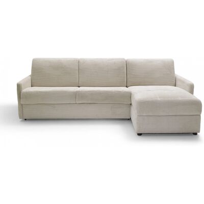 Canapé d'angle réversible convertible 3 places en velours côtelé beige - Ouverture express - Couchage quotidien - Sienne - Publicité Canapé d'angle réversible convertible 3 places en velours côtelé beige - Ouverture express - Couchage quotidien - Sienne - Publicité