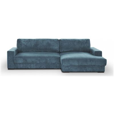 Canapé d'angle droit convertible 3 places avec coffre de rangement en velours côtelé bleu gris - Arty - Publicité Canapé d'angle droit convertible 3 places avec coffre de rangement en velours côtelé bleu gris - Arty - Publicité