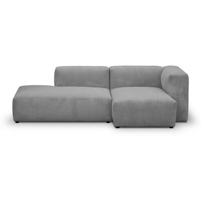 Canapé d'angle à droite modulable avec méridienne 3/4 places en velours côtelé gris clair - Modulo - Publicité Canapé d'angle à droite modulable avec méridienne 3/4 places en velours côtelé gris clair - Modulo - Publicité