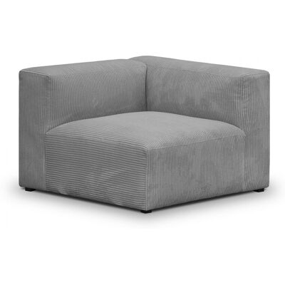 Chauffeuse d'angle à droite modulable en velours côtelé gris clair - Modulo - Publicité Chauffeuse d'angle à droite modulable en velours côtelé gris clair - Modulo - Publicité