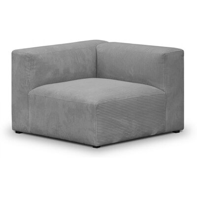 Chauffeuse d'angle à gauche modulable en velours côtelé gris clair - Modulo - Publicité Chauffeuse d'angle à gauche modulable en velours côtelé gris clair - Modulo - Publicité