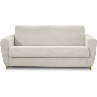 Canapé convertible 3 places en velours côtelé beige - Ouverture express - Couchage quotidien - Leandro - Publicité Canapé convertible 3 places en velours côtelé beige - Ouverture express - Couchage quotidien - Leandro - Publicité