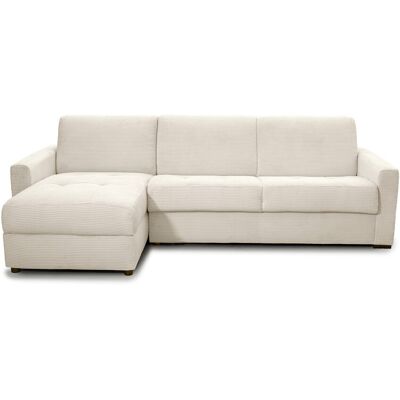 Canapé d'angle convertible réversible 5 places en velours côtelé beige - Ouverture express - Couchage quotidien - Paloma - Publicité Canapé d'angle convertible réversible 5 places en velours côtelé beige - Ouverture express - Couchage quotidien - Paloma - Publicité