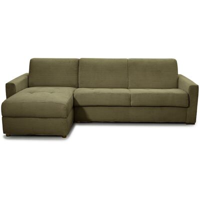 Canapé d'angle convertible réversible 5 places en velours côtelé vert kaki - Ouverture express - Couchage quotidien - Paloma - Publicité Canapé d'angle convertible réversible 5 places en velours côtelé vert kaki - Ouverture express - Couchage quotidien - Paloma - Publicité