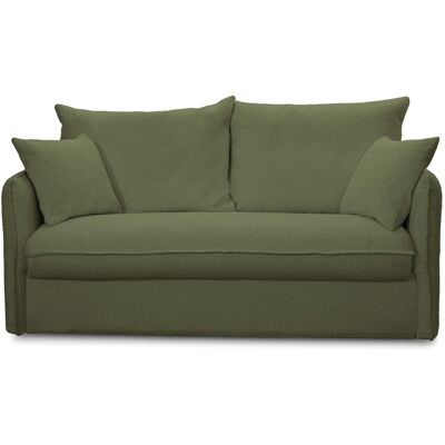 Canapé convertible 3 places déhoussable en tissu bouclette vert kaki - Ouverture express - Couchage quotidien - Gina - Publicité Canapé convertible 3 places déhoussable en tissu bouclette vert kaki - Ouverture express - Couchage quotidien - Gina - Publicité