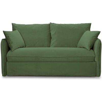 Canapé convertible 3 places déhoussable en velours vert forêt - Ouverture express - Couchage quotidien - Gina - Publicité Canapé convertible 3 places déhoussable en velours vert forêt - Ouverture express - Couchage quotidien - Gina - Publicité