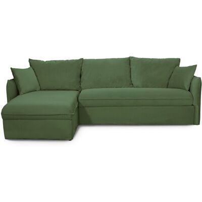 Canapé d'angle convertible 5 places déhoussable en velours vert forêt - Ouverture express - Couchage quotidien - Gina - Publicité Canapé d'angle convertible 5 places déhoussable en velours vert forêt - Ouverture express - Couchage quotidien - Gina - Publicité
