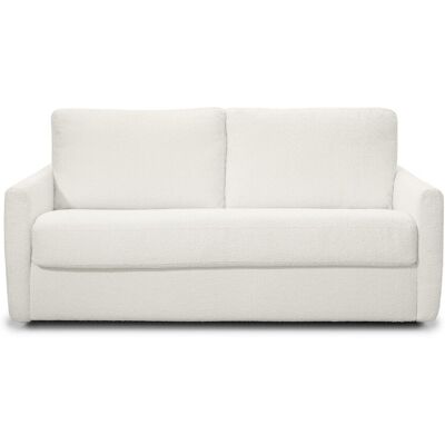 Canapé convertible 3 places en tissu bouclette beige - Ouverture express - Couchage quotidien - Bianca - Publicité Canapé convertible 3 places en tissu bouclette beige - Ouverture express - Couchage quotidien - Bianca - Publicité