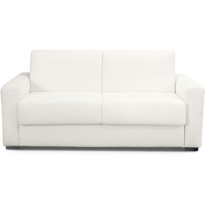 Canapé convertible 3 places en tissu bouclette beige - Ouverture express - Couchage quotidien - Andrea - Publicité Canapé convertible 3 places en tissu bouclette beige - Ouverture express - Couchage quotidien - Andrea - Publicité