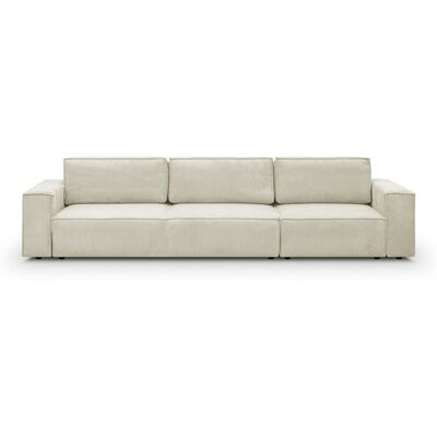 Canapé modulable convertible 5 places avec coffre de rangement en velours côtelé beige - Harper Mod - Publicité Canapé modulable convertible 5 places avec coffre de rangement en velours côtelé beige - Harper Mod - Publicité