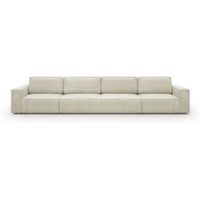 Canapé modulable convertible 7 places avec coffre de rangement en velours côtelé beige - Harper Mod - Publicité Canapé modulable convertible 7 places avec coffre de rangement en velours côtelé beige - Harper Mod - Publicité