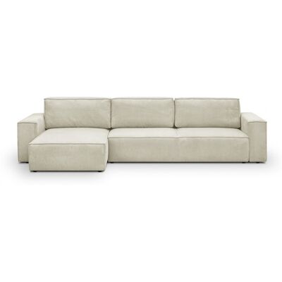 Canapé d'angle modulable 5 places en velours côtelé beige - Harper Mod - Publicité Canapé d'angle modulable 5 places en velours côtelé beige - Harper Mod - Publicité