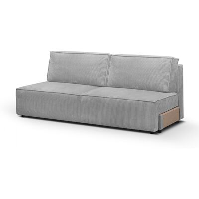 Module canapé convertible 2 places avec coffre de rangement en velours côtelé gris clair - Harper Mod - Publicité Module canapé convertible 2 places avec coffre de rangement en velours côtelé gris clair - Harper Mod - Publicité