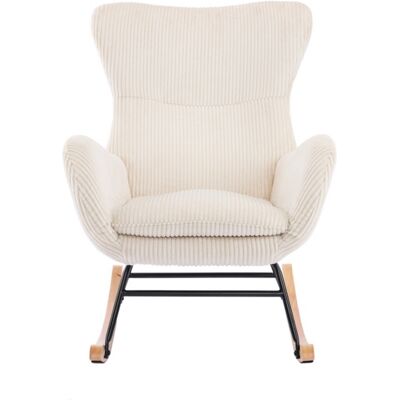 Rocking-chair en velours côtelé beige - Béa - Publicité Rocking-chair en velours côtelé beige - Béa - Publicité