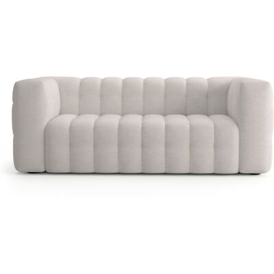 Canapé 3 places en tissu chenille beige - Cester - Publicité Canapé 3 places en tissu chenille beige - Cester - Publicité