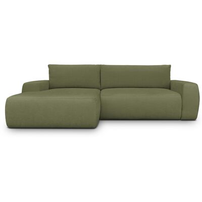 Canapé d'angle gauche convertible 3 places en tissu chenille vert olive - Sonny - Publicité Canapé d'angle gauche convertible 3 places en tissu chenille vert olive - Sonny - Publicité