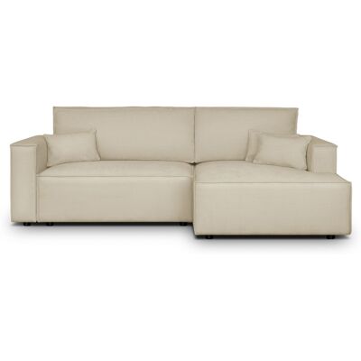 Canapé d'angle à droite convertible 3 places en tissu chenille beige foncé - Asti - Publicité Canapé d'angle à droite convertible 3 places en tissu chenille beige foncé - Asti - Publicité