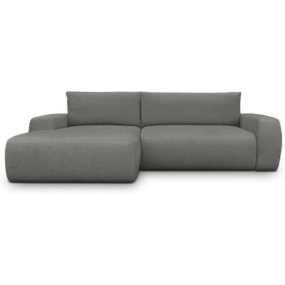 Canapé d'angle gauche convertible 3 places en tissu chenille gris - Sonny - Publicité Canapé d'angle gauche convertible 3 places en tissu chenille gris - Sonny - Publicité