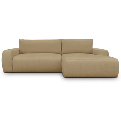 Canapé d'angle droit convertible 3 places en tissu chenille miel - Sonny - Publicité Canapé d'angle droit convertible 3 places en tissu chenille miel - Sonny - Publicité