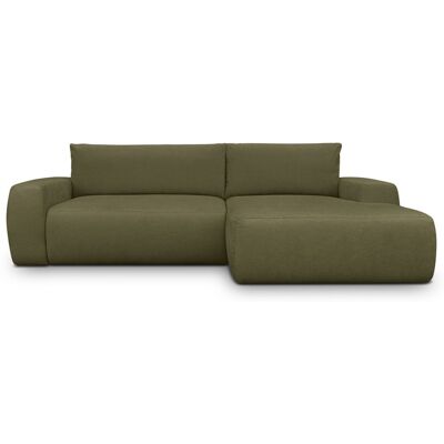 Canapé d'angle droit convertible 3 places en tissu chenille vert kaki - Sonny - Publicité Canapé d'angle droit convertible 3 places en tissu chenille vert kaki - Sonny - Publicité