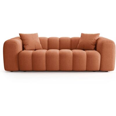Canapé droit 3 places en tissu chenille terracotta - Nuvola - Publicité Canapé droit 3 places en tissu chenille terracotta - Nuvola - Publicité