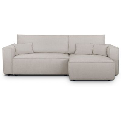 Canapé d'angle convertible réversible 4 places avec coffre de rangement en tissu chenille taupe - Livia - Publicité Canapé d'angle convertible réversible 4 places avec coffre de rangement en tissu chenille taupe - Livia - Publicité