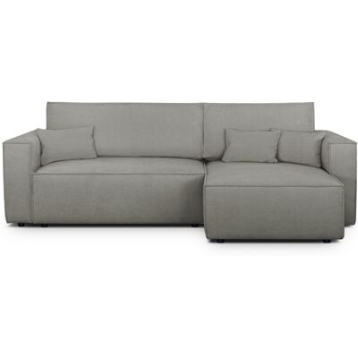 Canapé d'angle convertible réversible 4 places avec coffre de rangement en tissu chenille gris - Livia - Publicité Canapé d'angle convertible réversible 4 places avec coffre de rangement en tissu chenille gris - Livia - Publicité