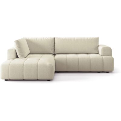 Canapé d'angle à gauche convertible 4 places en tissu chenille beige - ouverture rapide - Brera - Publicité Canapé d'angle à gauche convertible 4 places en tissu chenille beige - ouverture rapide - Brera - Publicité