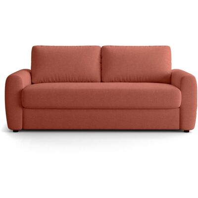 Canapé droit convertible 3 places en tissu chenille terracotta - ouverture express - Salvia - Publicité Canapé droit convertible 3 places en tissu chenille terracotta - ouverture express - Salvia - Publicité