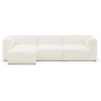 Canapé d'angle à gauche modulable avec méridienne 4 places en tissu bouclette beige - Modulo - Publicité Canapé d'angle à gauche modulable avec méridienne 4 places en tissu bouclette beige - Modulo - Publicité