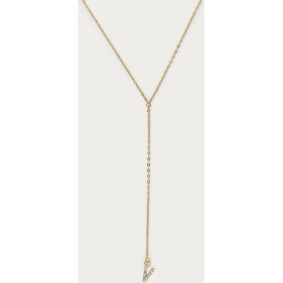 Long collier en Y à initiale avec strass My Jewellery Doré One size female - Publicité Long collier en Y à initiale avec strass My Jewellery Doré One size female - Publicité