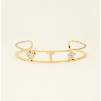 Bracelet jonc ouvert à initiale My Jewellery Doré One size female - Publicité Bracelet jonc ouvert à initiale My Jewellery Doré One size female - Publicité