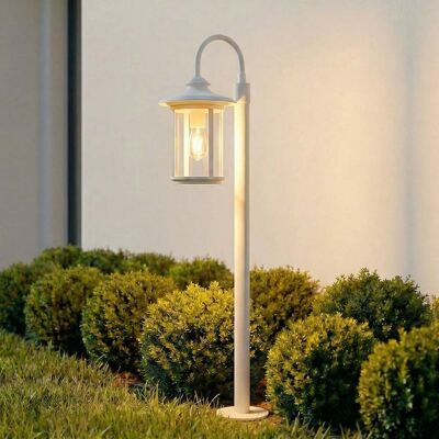 Zayn Borne lumineuse, verre, hauteur 109 cm, blanc, IP65 - Lindby - Terrasse - Ancien - Aluminium - À ampoule unique - Publicité Zayn Borne lumineuse, verre, hauteur 109 cm, blanc, IP65 - Lindby - Terrasse - Ancien - Aluminium - À ampoule unique - Publicité