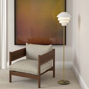 Lampe sur pied Valencia, hauteur 151 cm, blanc/laiton, E27 Belid - Salon / séjour - Design - Métal - À ampoule unique - Publicité Lampe sur pied Valencia, hauteur 151 cm, blanc/laiton, E27 Belid - Salon / séjour - Design - Métal - À ampoule unique - Publicité