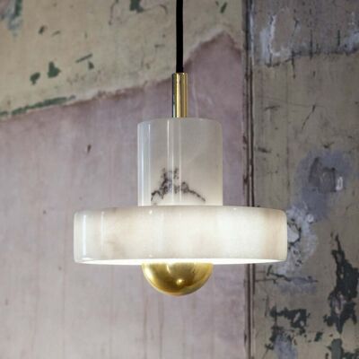 Suspension Stone Blanc/Or - Tom Dixon - Salon / séjour - Design - Marbre - Avec abat-jour - Publicité Suspension Stone Blanc/Or - Tom Dixon - Salon / séjour - Design - Marbre - Avec abat-jour - Publicité