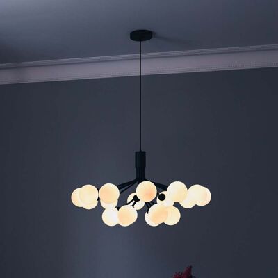 Apiales 18 Lustre Satin Noir/Blanc Opale - Nuura Nuura Aps - Salon / séjour - Design - Métal - Multi-ampoules - Publicité Apiales 18 Lustre Satin Noir/Blanc Opale - Nuura Nuura Aps - Salon / séjour - Design - Métal - Multi-ampoules - Publicité