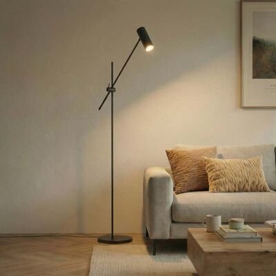 Lampe sur pied Vilo, GU10, noir, orientable, hauteur 153 cm, métal - Lindby - Salon / séjour - Scandinave - À ampoule unique - Publicité Lampe sur pied Vilo, GU10, noir, orientable, hauteur 153 cm, métal - Lindby - Salon / séjour - Scandinave - À ampoule unique - Publicité